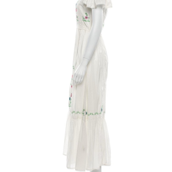 LoveShackFancy White Maxi Dress with Floral Embroidery - Picture 6 of 6